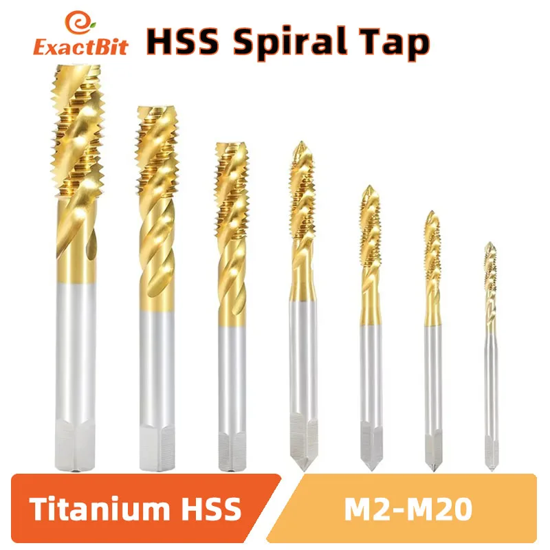 HSS Titanium Shank Spiral Point Plug Screw Tap Machine Thread Tap and Dies Metric Plug Tap For Metalworking Tools M3-M16