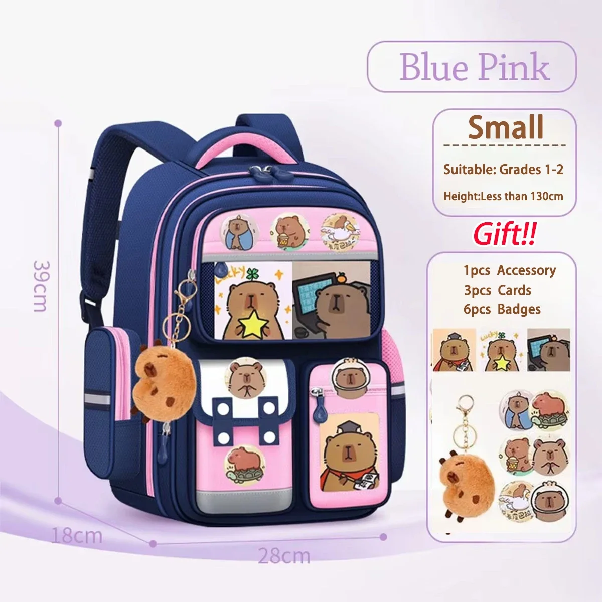 Capybara School Bag Waterproof Backpack Large Capacity Alleviate Burden Protecting Spine Widen Straps Backpack for Students Gift image 3