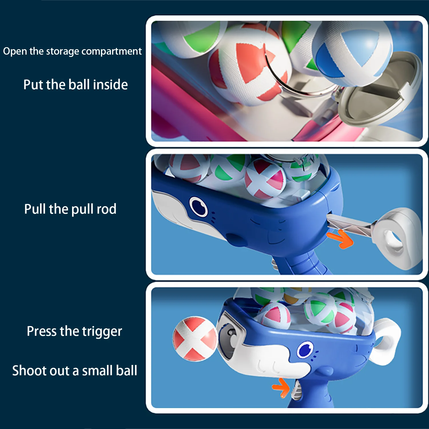 Whale Sticky Ball Gun Indoor and Outdoor Parent Child Interactive Shooting Competition Puzzle Toys for Children