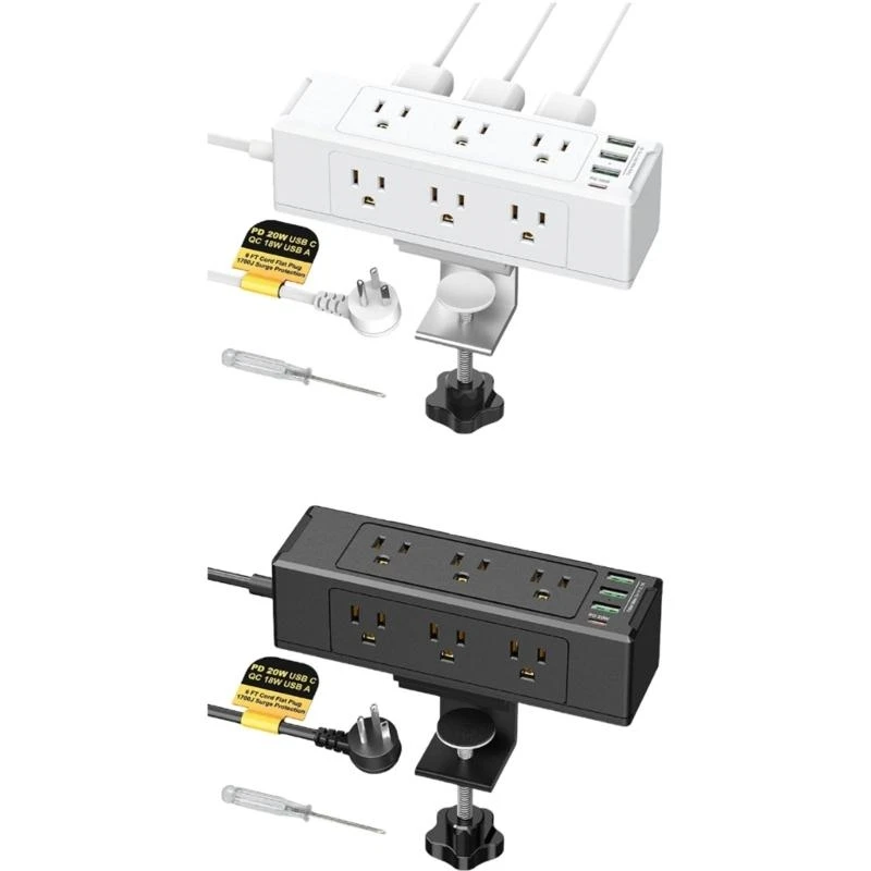 Desktop Mount Power Stations Removable Clamps Socket for Home Office Hotel 448A