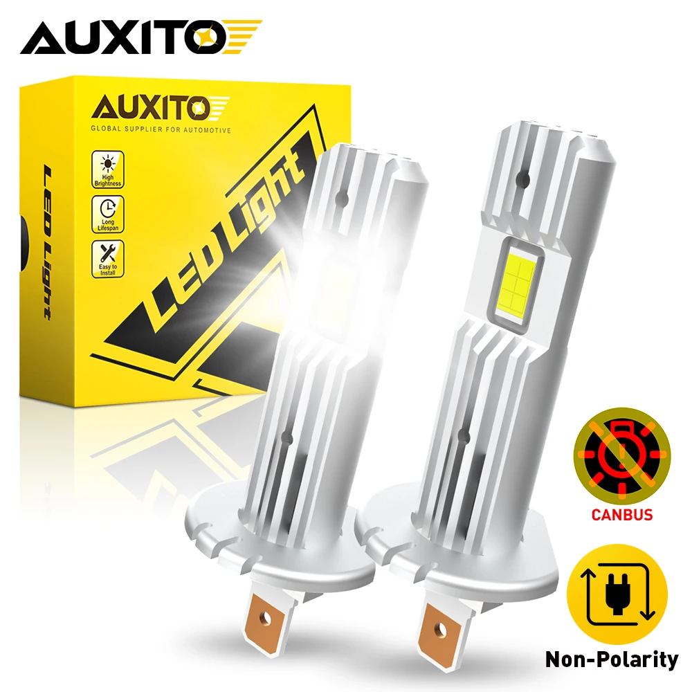 AUXITO Upgraded Non-polarity H1 LED Canbus Headlight 60W Fog Light Fanless for BMW 1 3 5 7 series X1 X3 X5 Z4 Skoda Opel Astra J