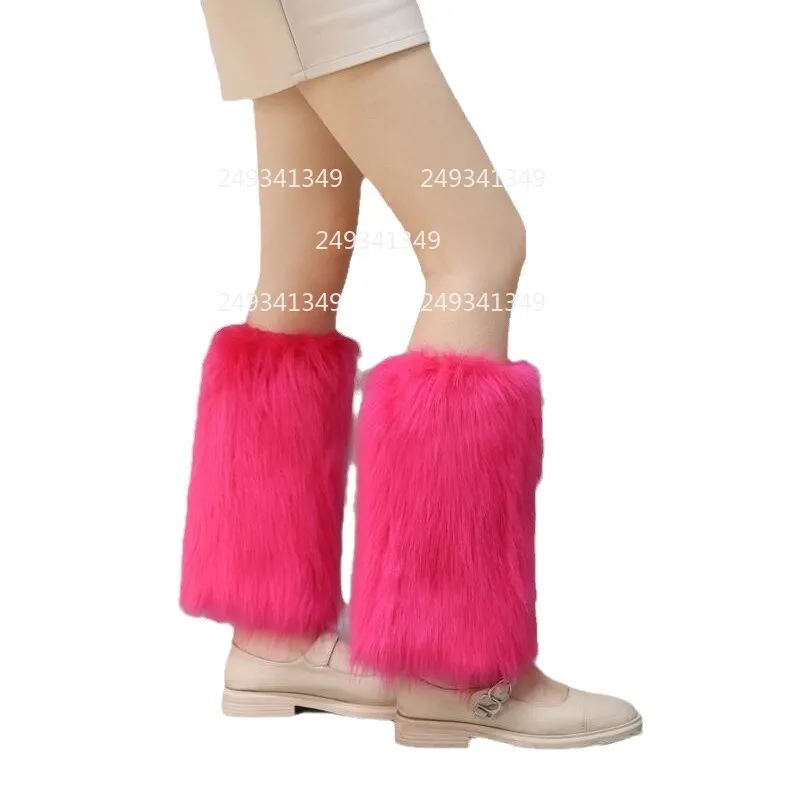Modne pluszowe skarpety do cosplay dla kobiet, wielokolorowe nakładki na buty z imitacji futra, zimowe ocieplacze na nogi na imprezy i występy, akcesoria do kostiumów.