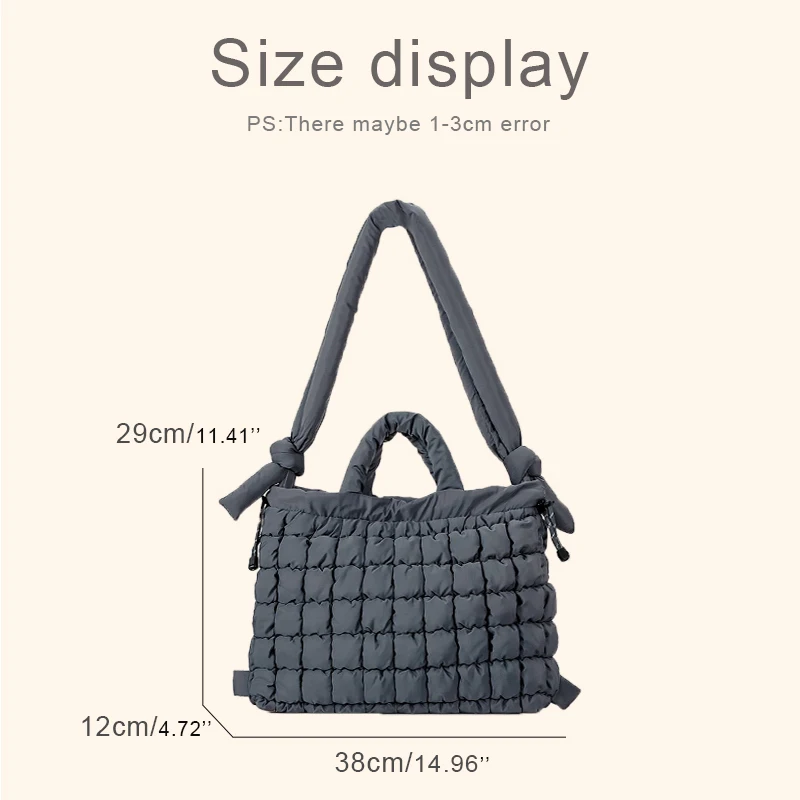 Japan Style Puffer Bags For Women Luxury Designer Handbag And Purses 2024 New In Polyester Embroidery Rhombus Backpacks Shoulder