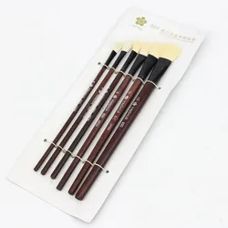 wool sheep flat tail oil painting brush Kids Watercolor Gouache Painting Pen Wooden Handle Paint Brush Set Drawing Art Supplies