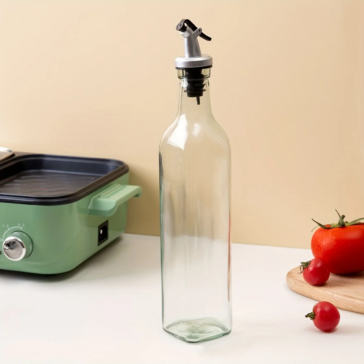 1/2PCS 250ML clear glass olive oil bottle Kitchen Seasoning Soy Sauce Vinegar Press Type Cruet Barbecue Bottle Home Supplies