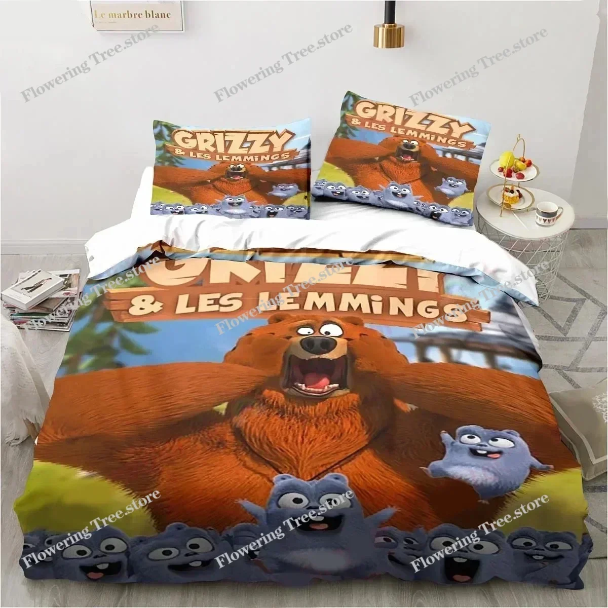Cartoon Grizzy N Lemmings Bedding Set Duvet Cover Bed Set Quilt Cover Pillowcase Comforter king Queen Size Boys Adult029963 3