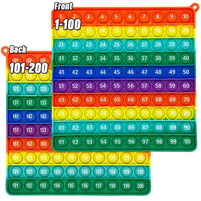 1-200 Numeri Conteggio Giocattoli matematici Arcobaleno Silicone Push Bubble Giochi matematici educativi Giocattoli per bambini in età prescolare