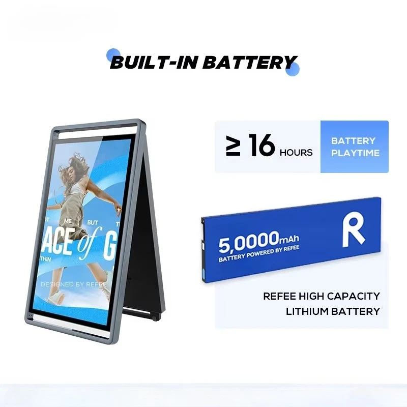 Outdoor Solar Power Movable Totem Battery Powered LCD Kiosk Display Digital Signage Advertising Screen