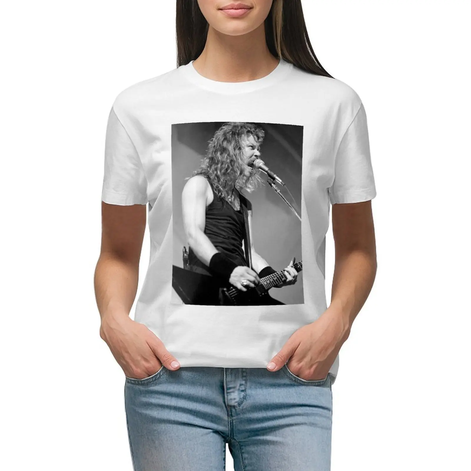 James Hetfield - BW Photograph T-shirt hippie clothes tops cute tops Woman clothes