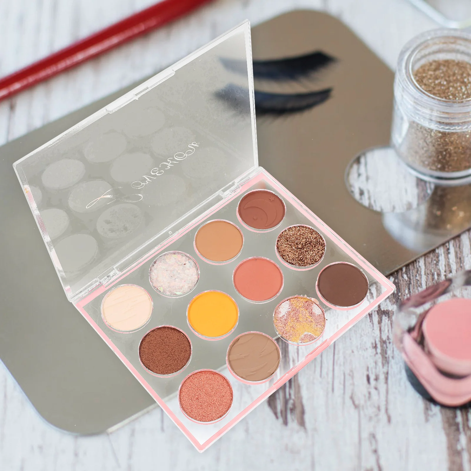 

12 Grids Eyeshadow Palette Lightweight Sturdy Eye Shadow Plate for Daily Use Night Club Party Makeup Palette Eye Shadow