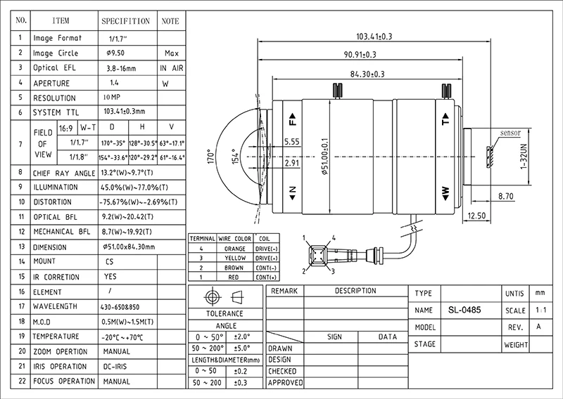 1/1.7 "3.8-16 مللي متر دليل التكبير تيار مستمر IRIS CS جبل 10MP 4K عدسات CCTV ل SMTSEC 4K IP كاميرا وحدة CCTV لوحة دارات مطبوعة كاميرا SL-0485