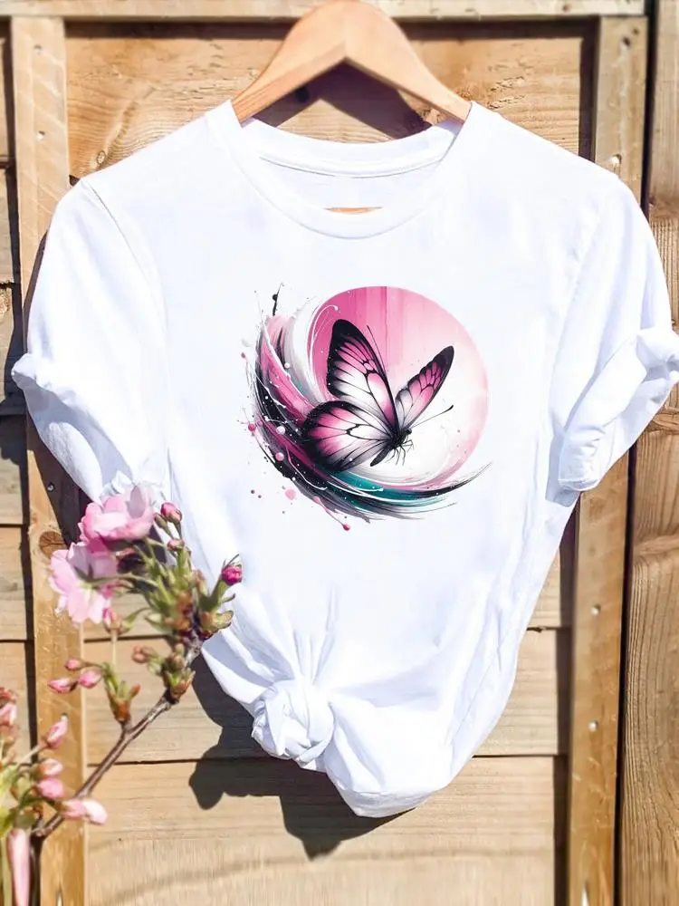 

Watercolor Flower Style 90s Women Shirt Graphic T Top Tee Print Fashion Lady Female Stylish Short Sleeve T-shirts T-Shirt