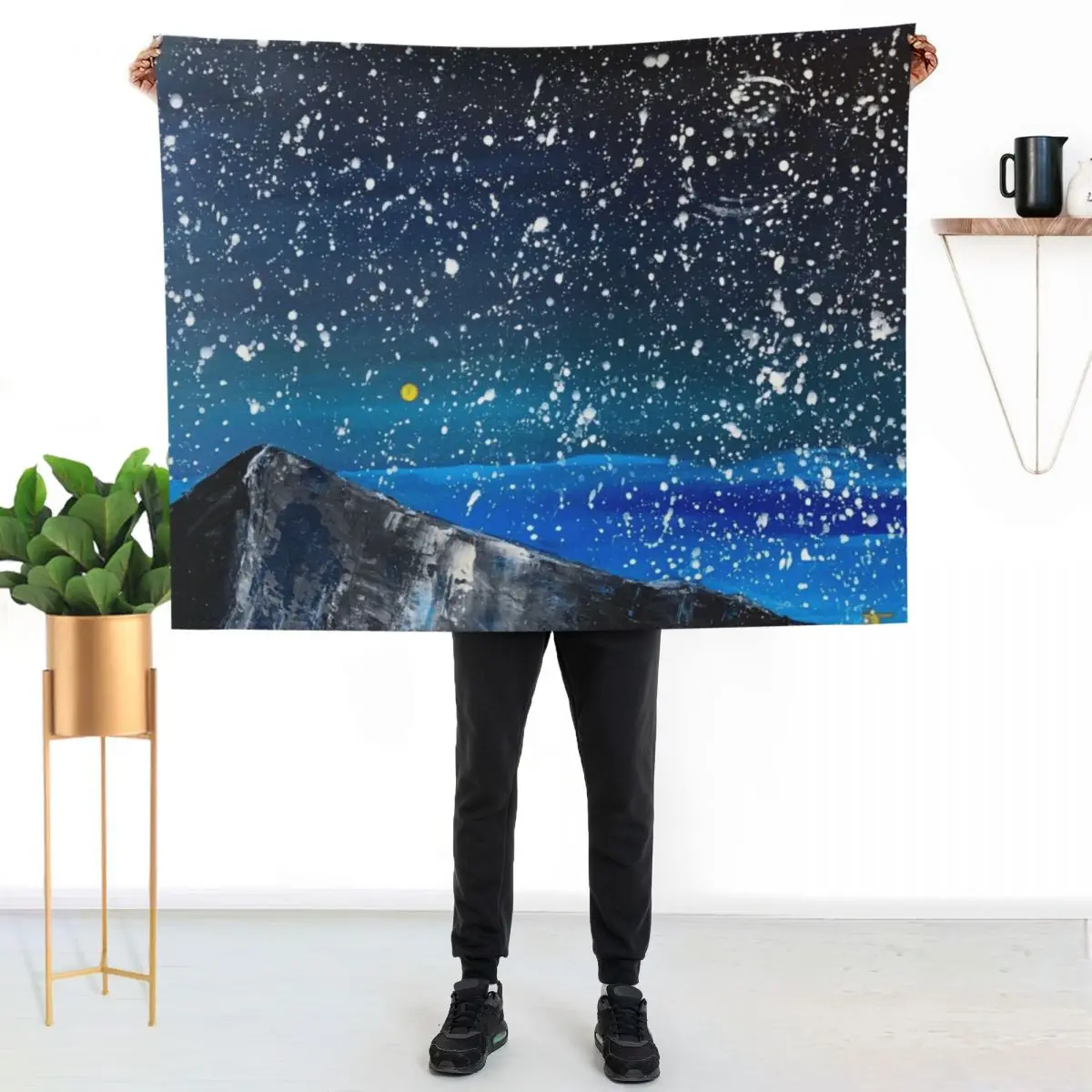 Moon Rising as an orange dot in the Great Sand Dunes National Park, USA travel Throw Blanket manga Blankets