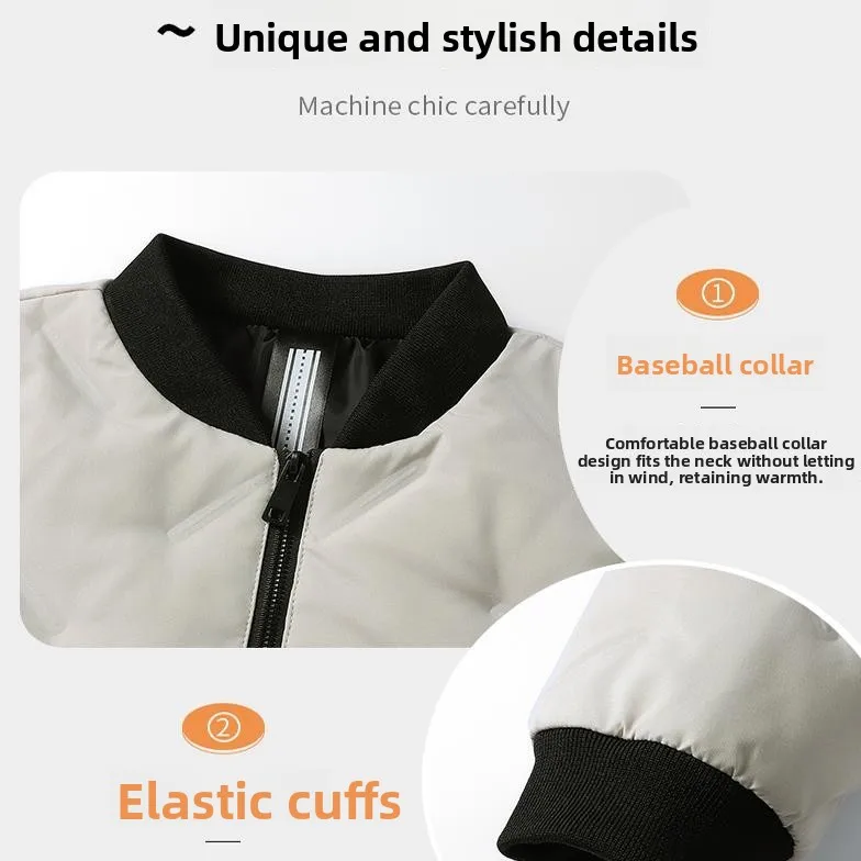 

Men's Fce Jaet Winter Thi Cotton Padded Coat Warm Cold Proofing Baseball Sle Slim Fit Pilot down Cotton Outerwear