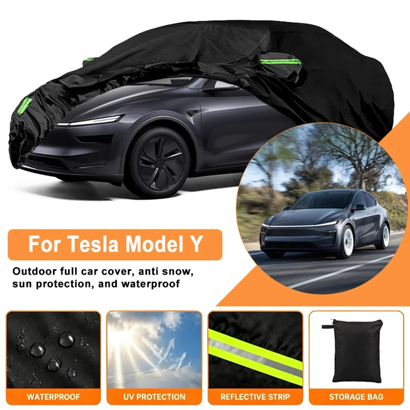 Waterproof Car Cover For Tesla Model Y 2020-2026 Outdoor Full Car Cover Wind Sun UV Dust Rain Snow All Weather Protection