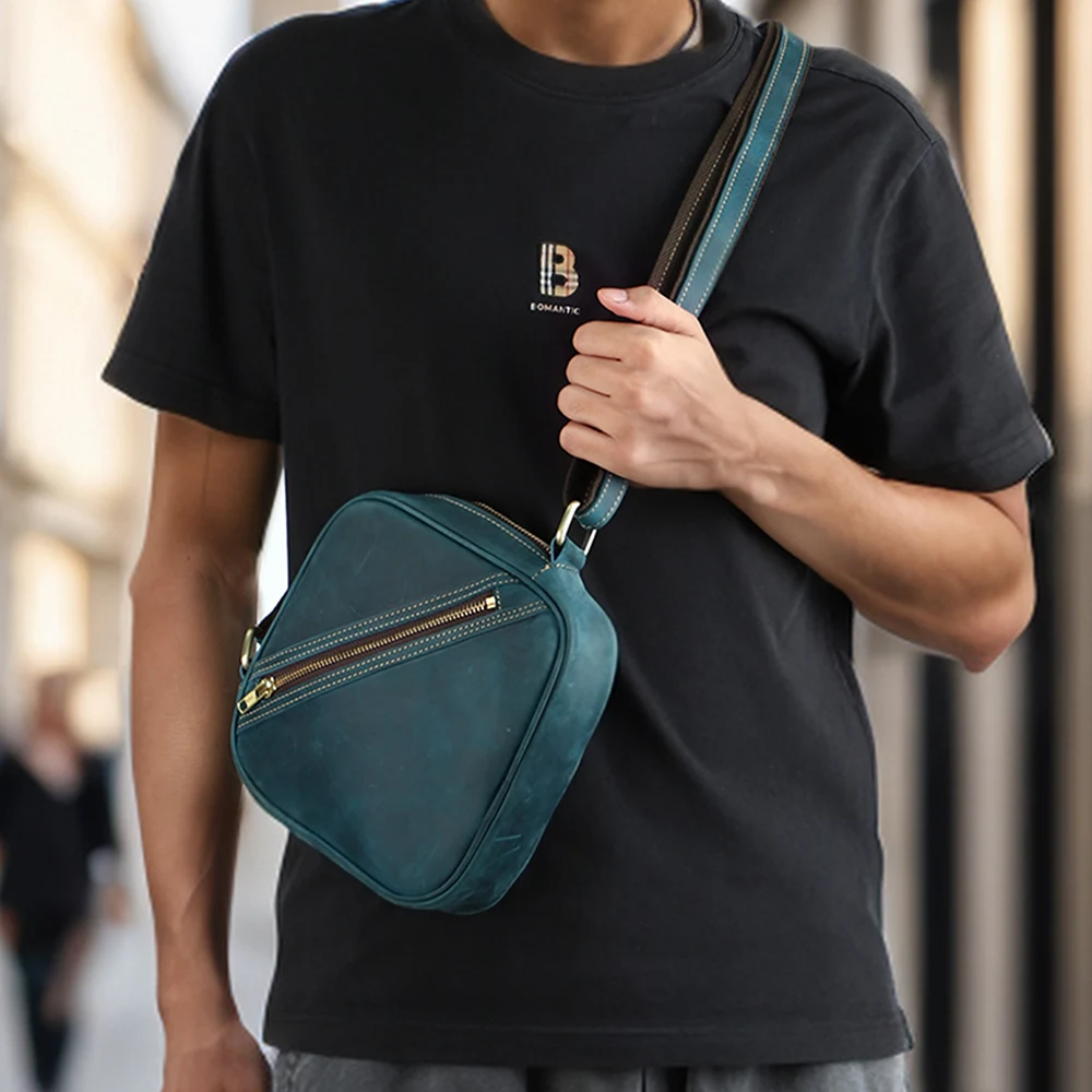 Bolso de hombro de cuero para hombre bandolera pequeña informal cuadrada de alta gama Verano