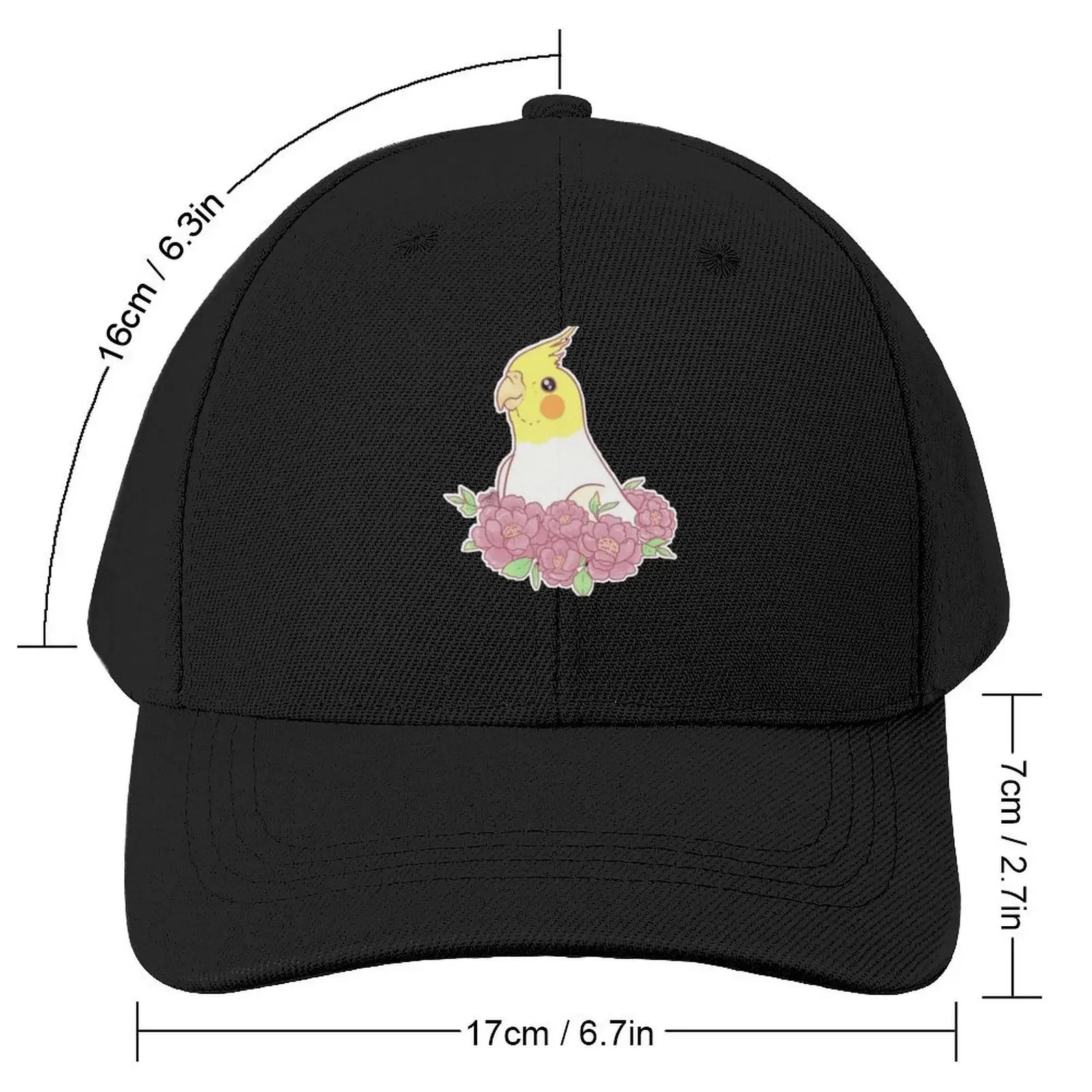 Chubby Cockatiel flowersCap Baseball Cap Hat Baseball Cap Cosplay Hip Hop Women's Golf Wear Men's