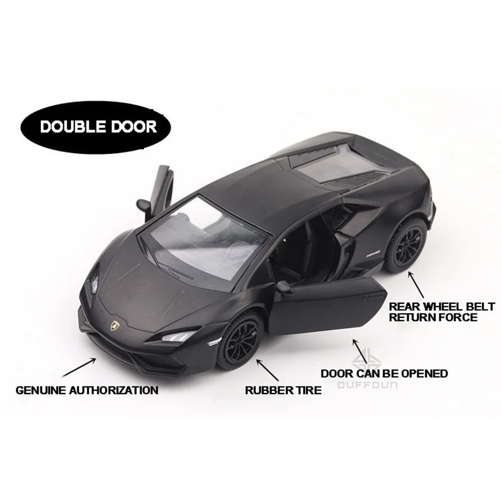 1/36 Lamborghini Huracan Alloy Diecast Toy Car Model With 2 Doors Opened Pull Back Rubber Tire Collectable For Kid Boy Girl Gift