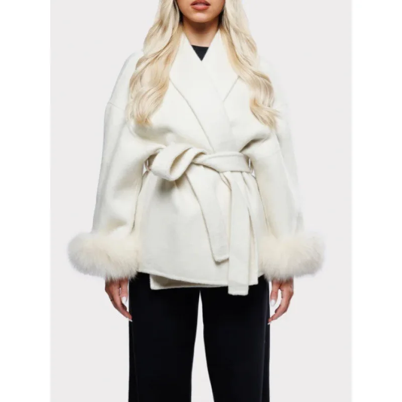 

Осенне-зимний высококачественный двусторонний шерстяной халат, длинное пальто, теплая впитывающая модная женская куртка