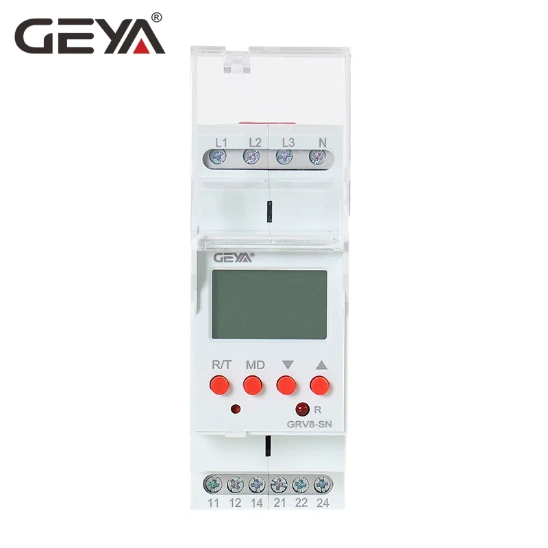 GEYA GRV8-S LCD Digital Display Voltage Relay 8A 2SPDT Monitoring Phase Sequence Relay 2CO