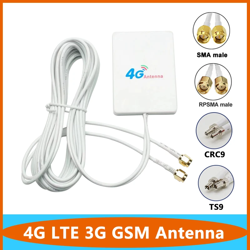 

External WiFi Aerial Router Antenna, Signal Enhace, 4G LTE, 3G, GSM, Omni, 700 ~ 2700Mhz, High Gain, SMA, TS9, CRC9 Male, 2Pcs