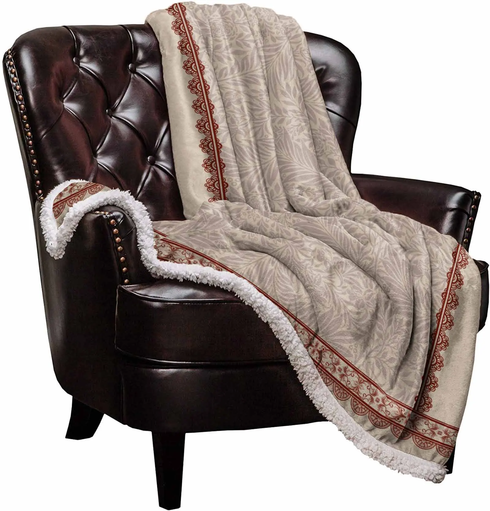 Leaves Retro Pattern Cashmere Blanket Warm Winter Soft Throw Blankets for Beds Sofa Wool Blanket Bedspread