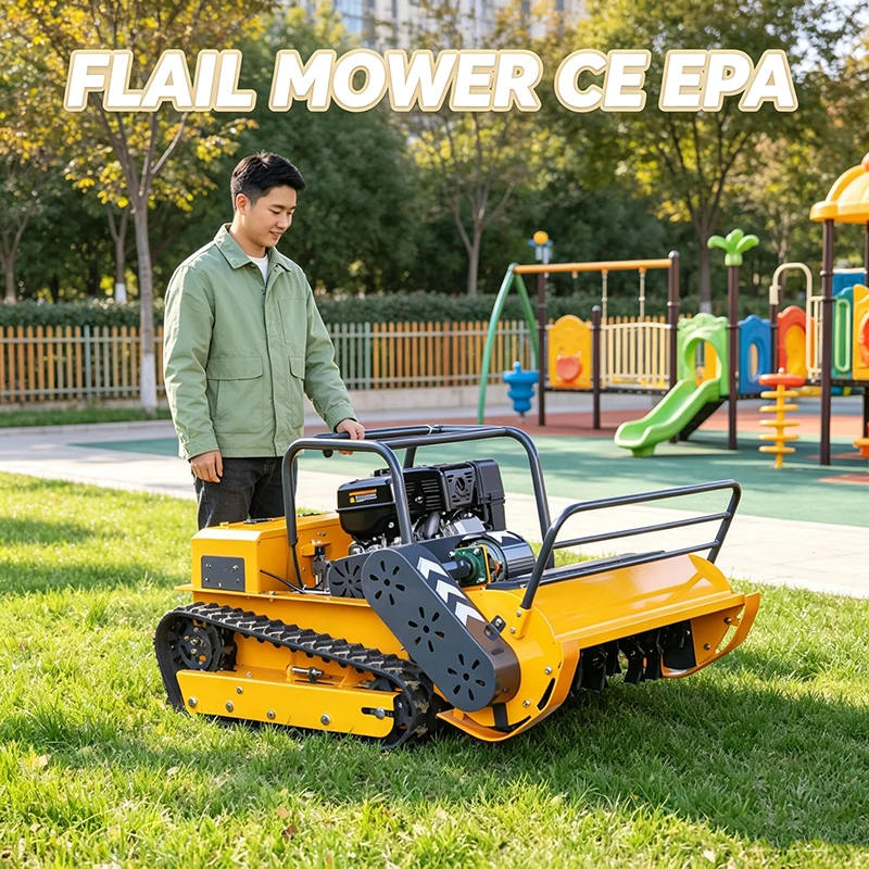 Customized 800mm remote-controlled tracked grass crusher, high-power petrol  four stroke engine, suitable for farms, orchards