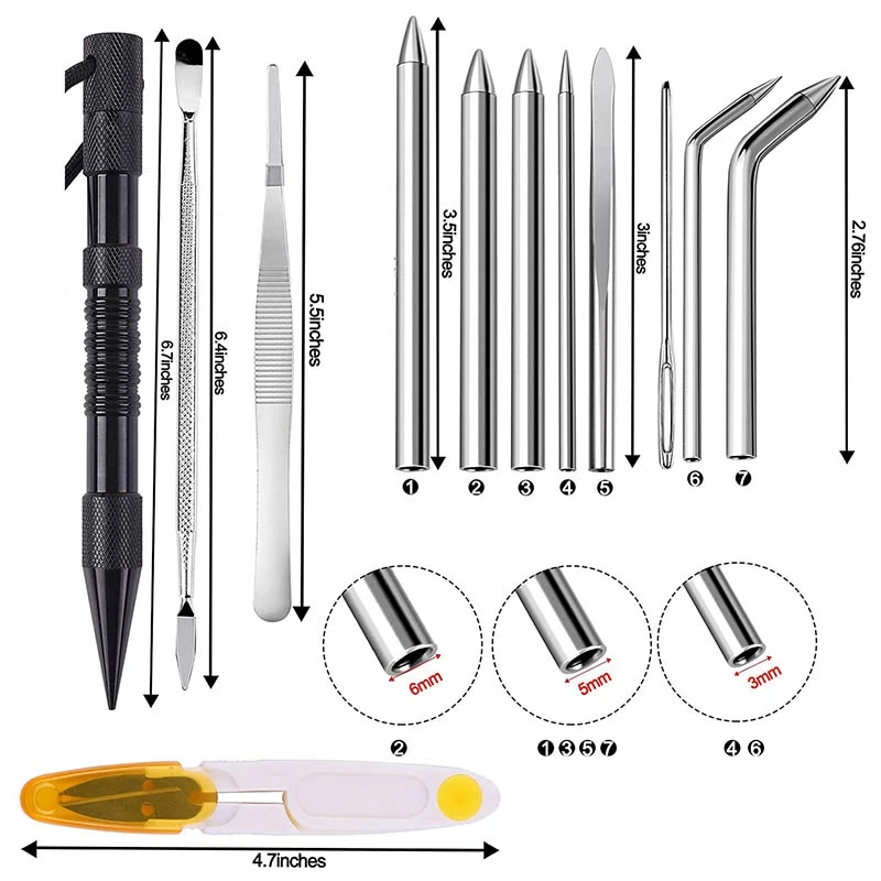 12 Pieces Paracord Fids Accessories, Stainless Steel Lacing Needles With Marlin Spike