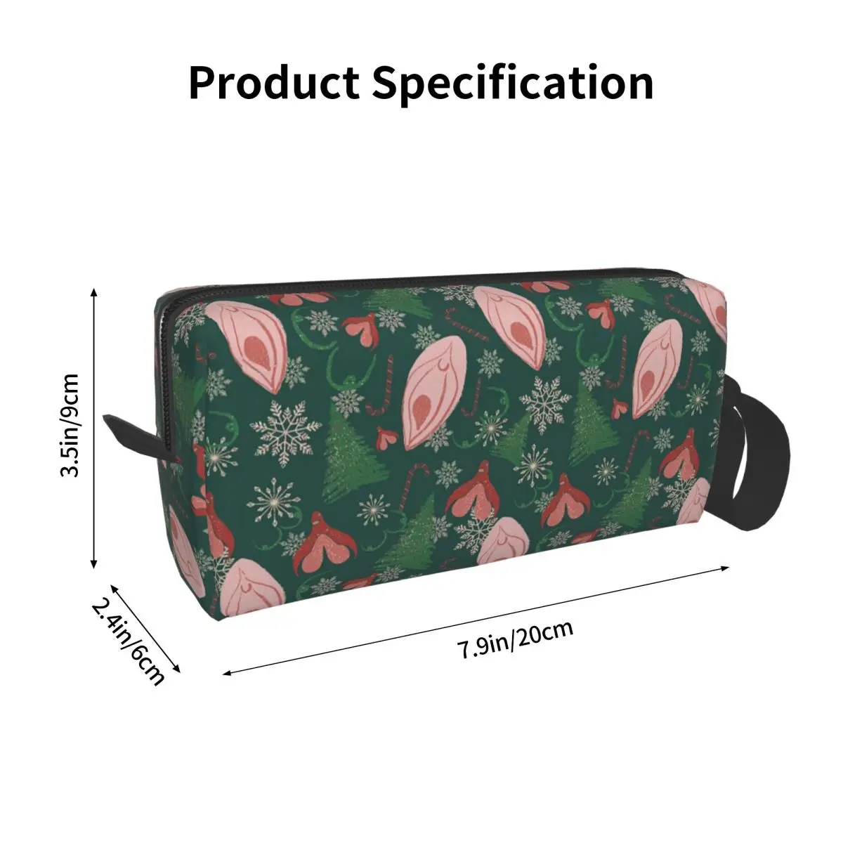 Christmas Vulva Pattern Green Pencil Case for Studen Pen Box Pencil Bag Stationery Supplies Women Cosmetic Bag