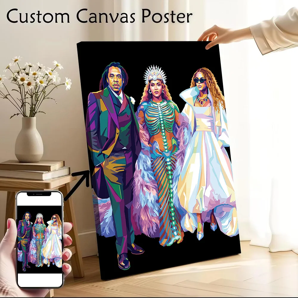 Beyoncé and Jay-Z Pop Art Canvas Wall Art Poster Custom Wall Paintings Personalized Photo Printing for Room Decorations Painting