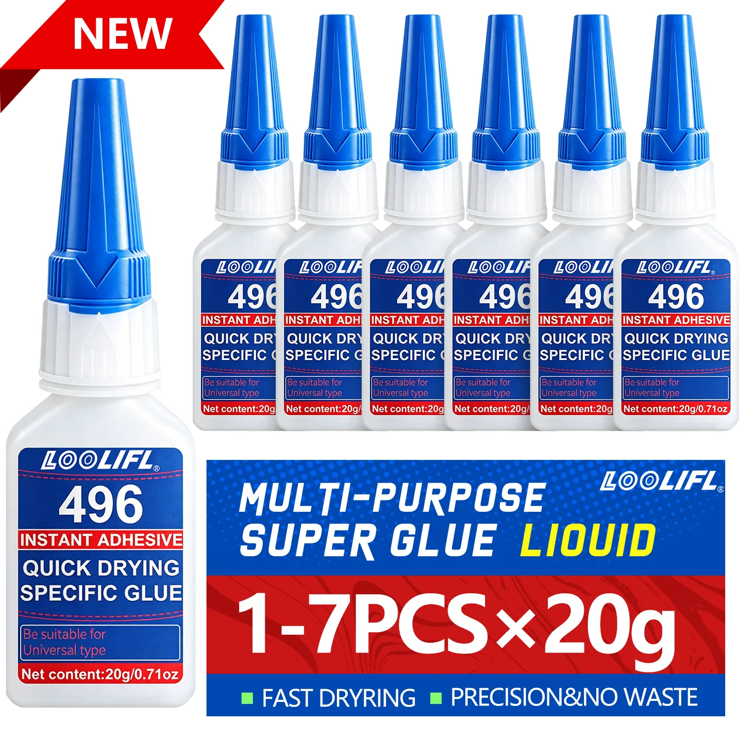 LOOLIFL Super Glue 20ml Universal Fast Dry Clear Instant Strong Adhesive For Plastic Rubber Metal DIY Repair Home Use Bond Tool