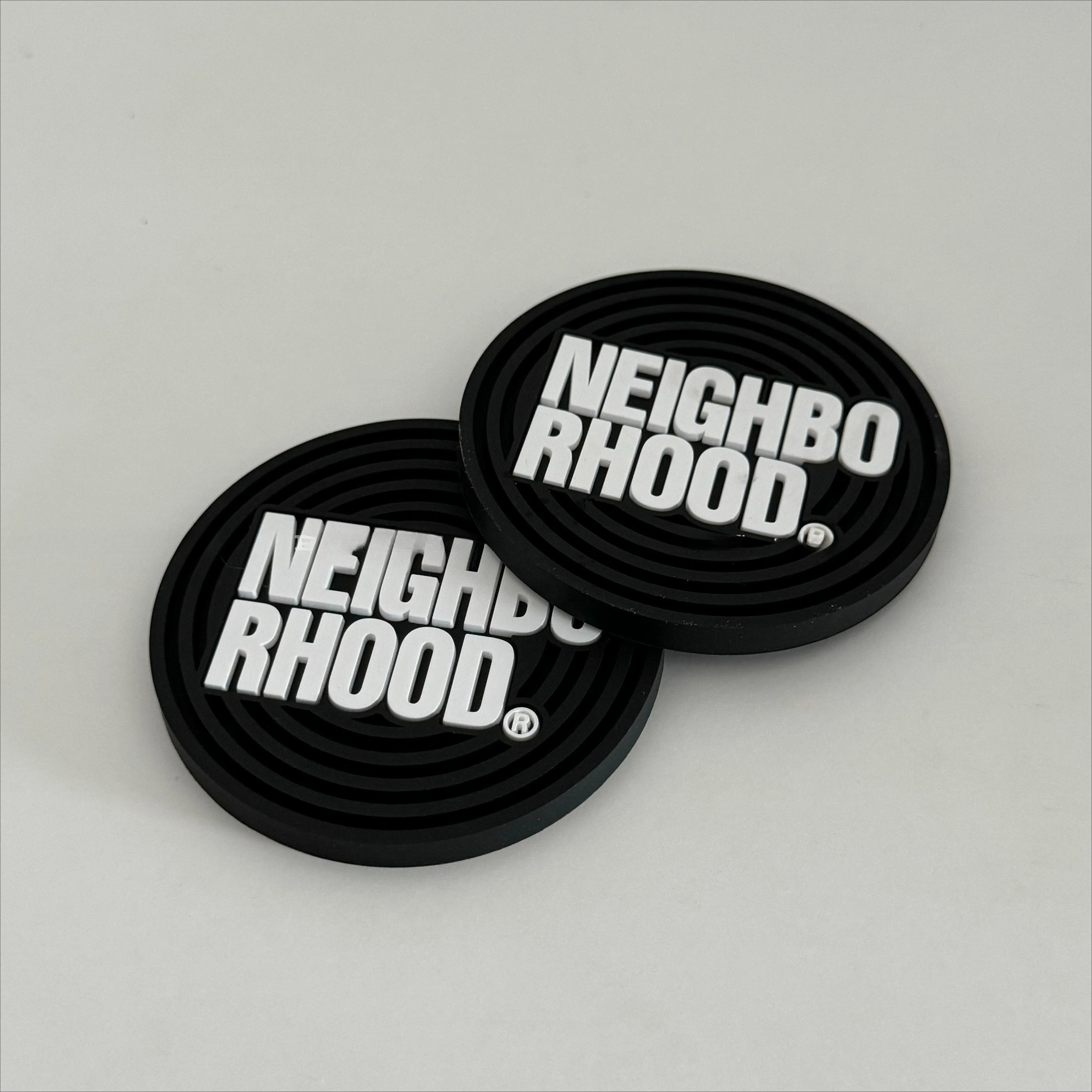 NEIGHBORHOOD Japanese Street Style Embossed Coaster, High-End Waterproof LOGO Round Heat-Resistant Mat, Trendy Design