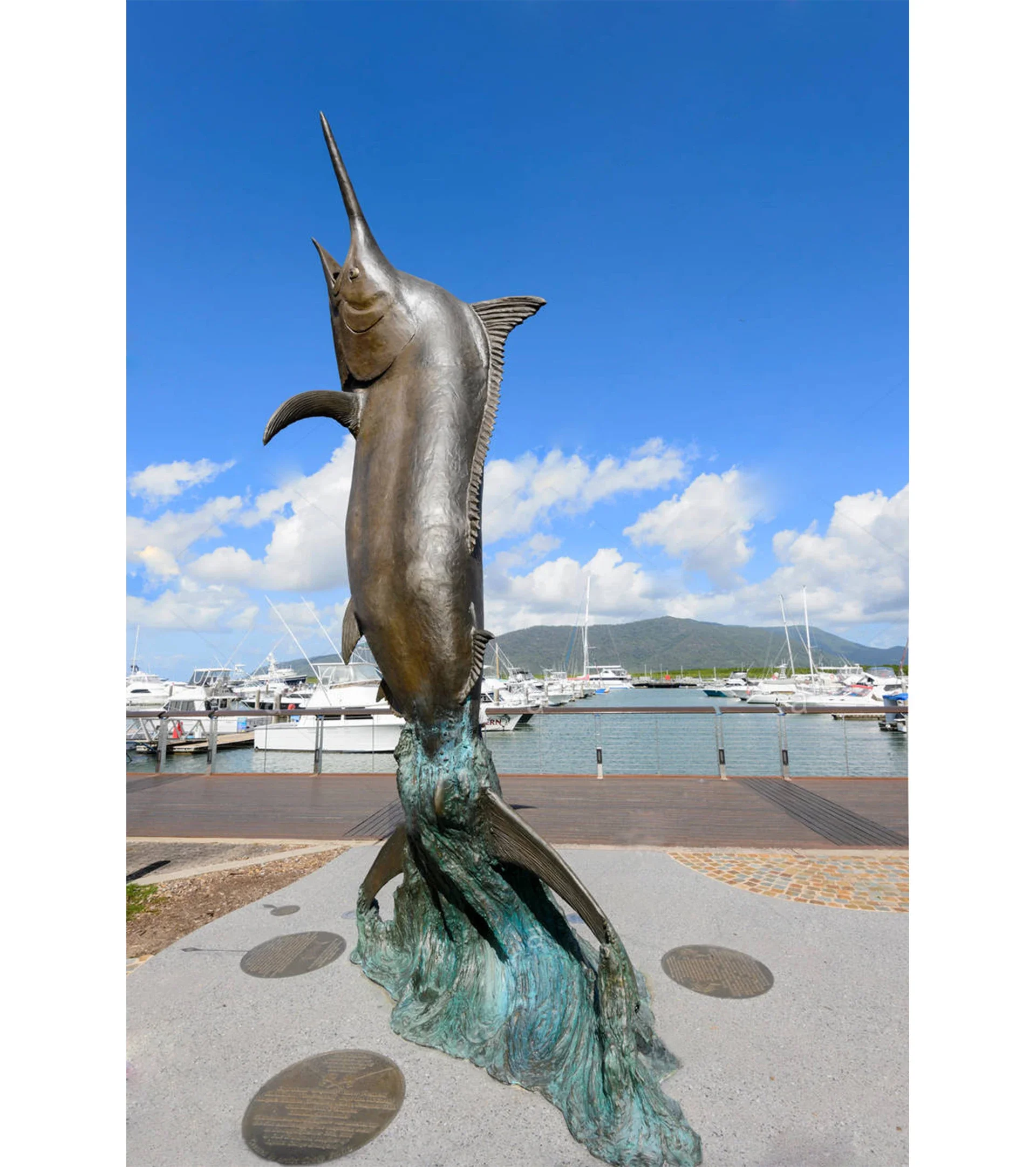 Wondecor Garden Decorative Outdoor Metal Animal Sculpture Life Size fish Statue bronze marlin sculpture