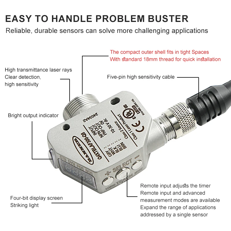 BANNER Probe Sensor Q4XTBLAF300-Q8 Laser Ranging Displacement Sensor Switch For The Side Hole Machine Laser Probe Sensor