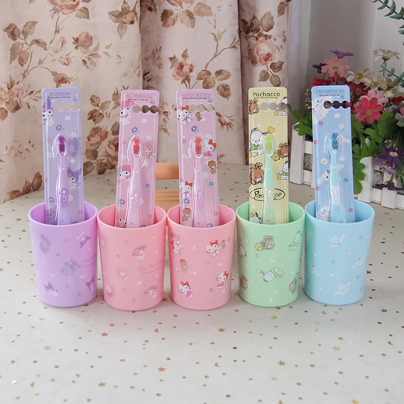 

Kawaii Sanrio Children's Toothbrush Cinnamoroll Hello Kitty Cartoon Soft Wool Toothbrush Kids Dormitory Toiletries