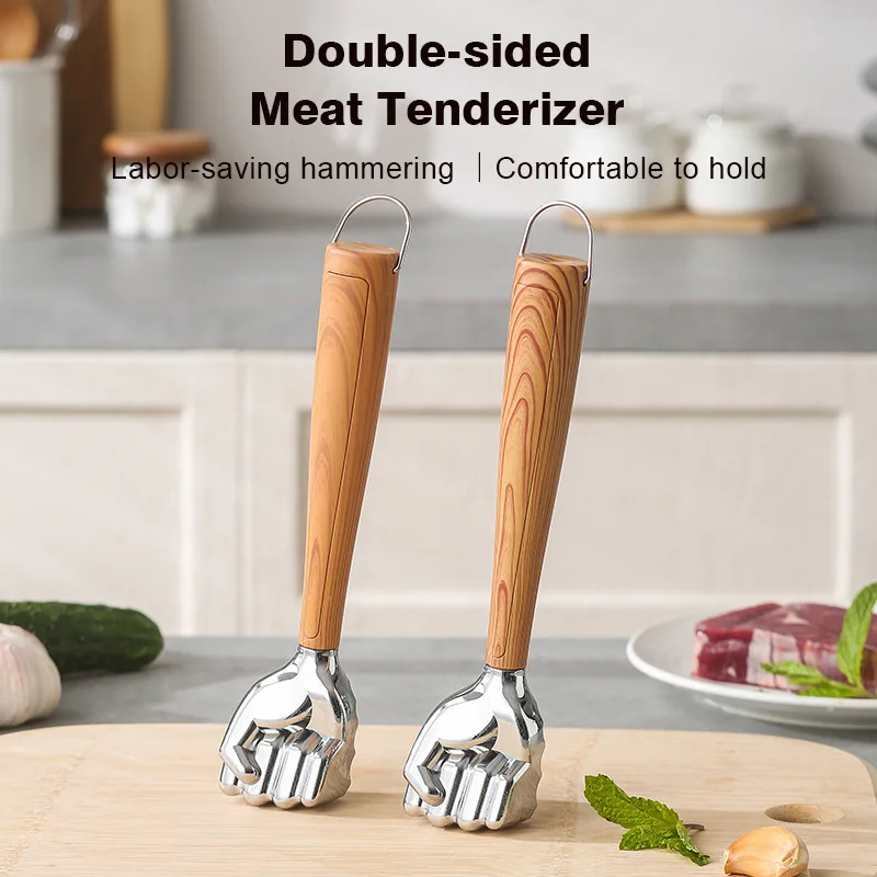 Zinc alloy meat hammer creative meat loosening needle kitchen gadgets practical double-sided fist banger meat tenderizing hammer