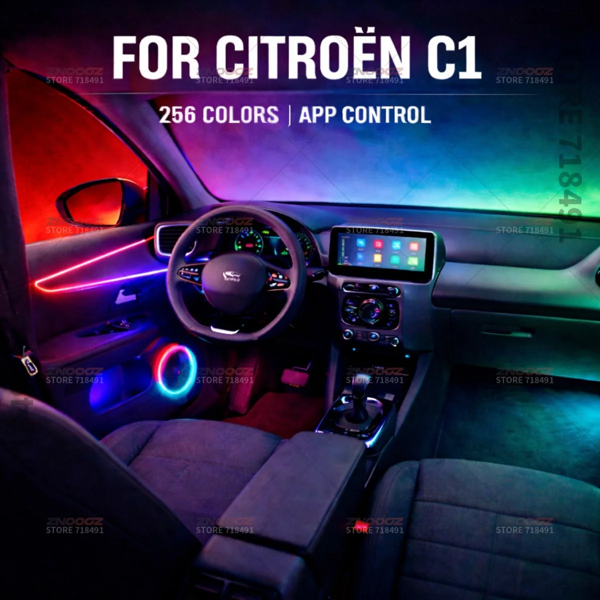 

22in1 RGB Car Interior Acrylic Car Ambient Lights RGB Hidden Acrylic Strip Decoration Atmosphere Accessories For Citroën C1