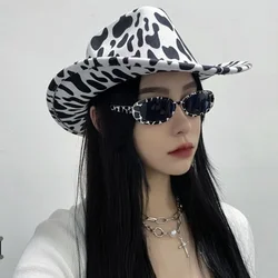Western Cowboy Hat Cow Pattern Cowboy Hats Men Women Outdoor Travel Cap Sunscreen Hat Party Dance Accessories Adult Fashion
