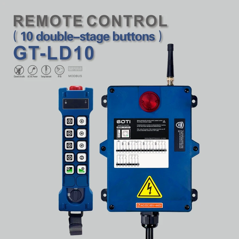 GT-LD10 Industrial Radio Wireless Crane Remote Control 10Dual Switch Replace UTING F24-10D TELEcontrol TELECRANE