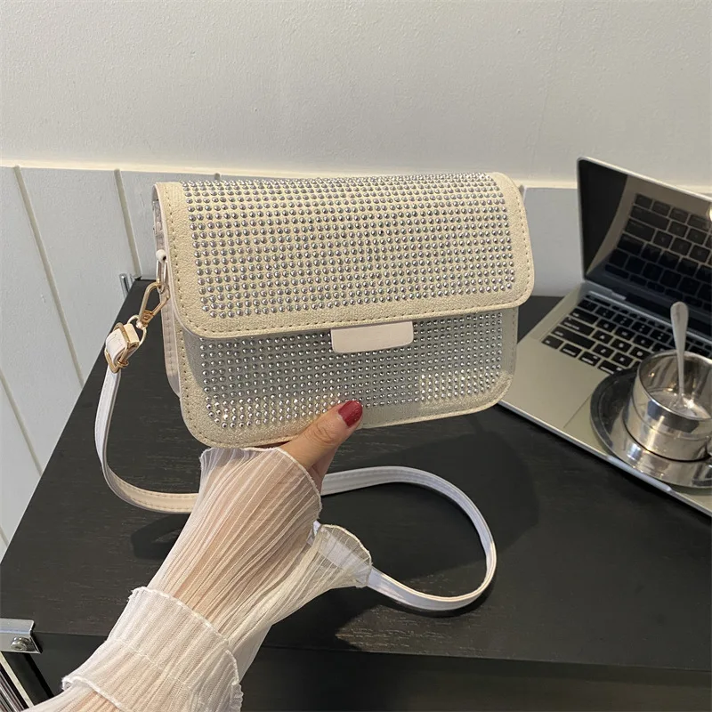 

Лето 2022, квадратная сумка со стразами, модная сетчатая сумка на плечо для женщин, модный клатч через плечо, стильная повседневная сумка