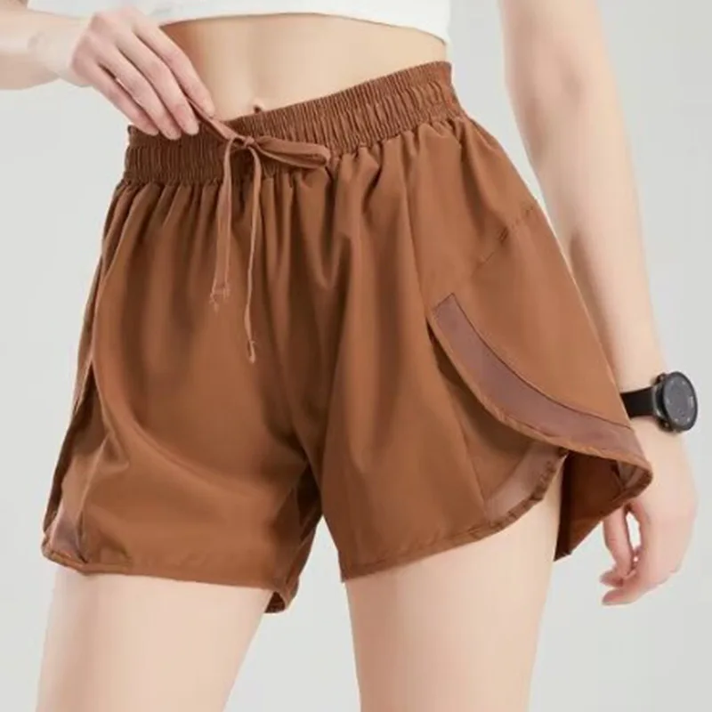 

Women's High-Waisted Running Shorts with Drawstring Elastic Waist and Side Pockets, Breathable Lightweight Athletic Shorts