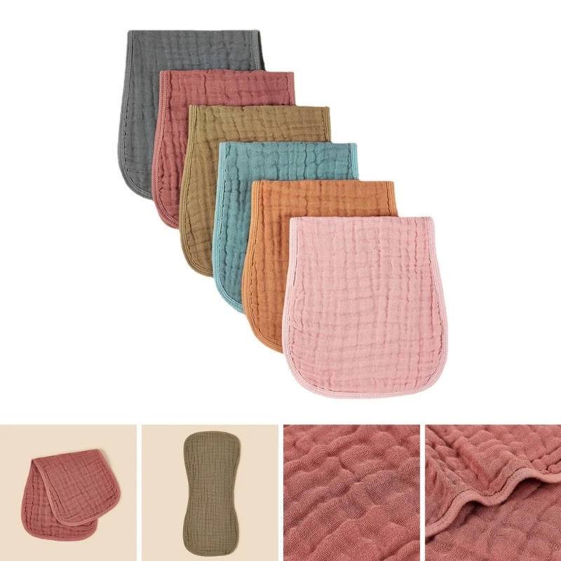 2024 New 6PCS Baby Burp Cloth Flat Pillow Breathable Sweat Wipe Towel Drooling Bibs Solid Color High Absorb Gauze-Teething Towel