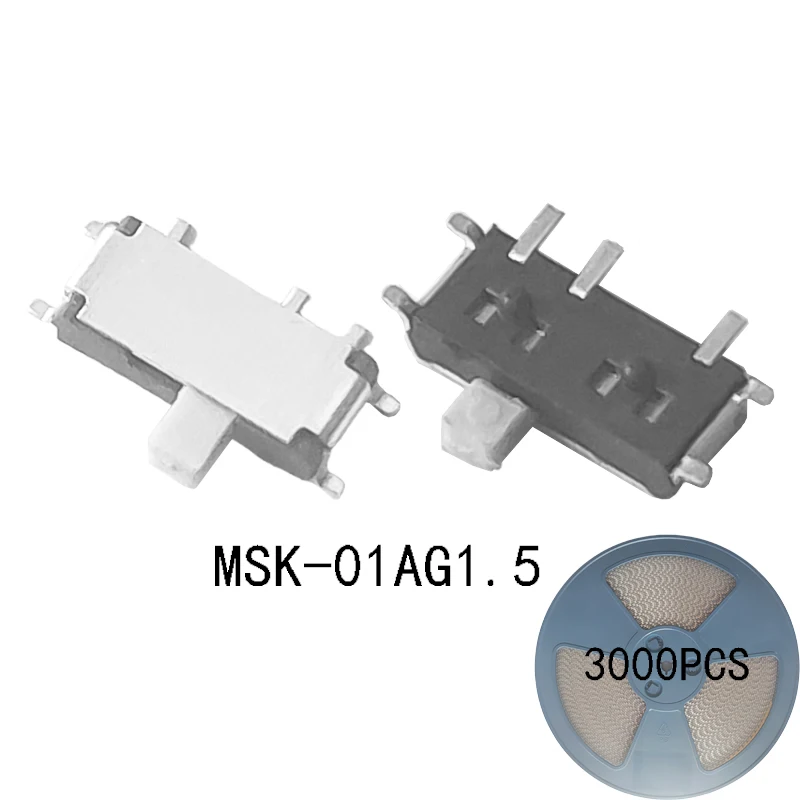 

3000PCS Reel Packing MSK-01A H=1.5MM 7 Pin SMT Mini Slide Switch 2Position Micro Slide Toggle Switch 1P2T Toy Miniature Switch