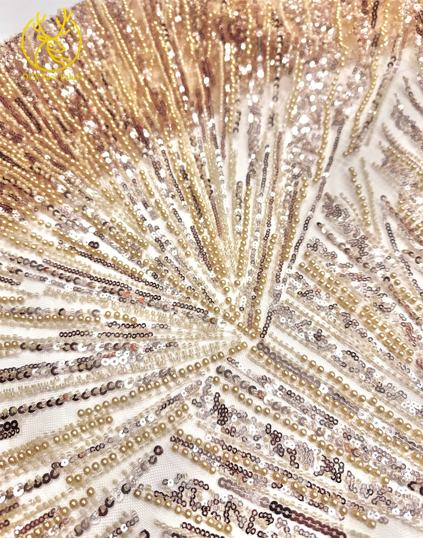 Afrikanischer Perlen-Spitzenstoff 2026 Heißer Verkauf Nigeria Französischer Tüll-Pailletten-Spitzenstoff für Party-Abendkleid-Nähmaterial 5 Yards – Detail 17