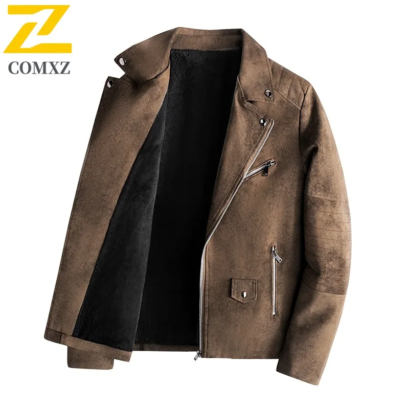 COMXZ European American Leather Jackets Paired with Retro Tie-dyed Washed Matte Finish Are Fashionable Trendy High-end Jackets