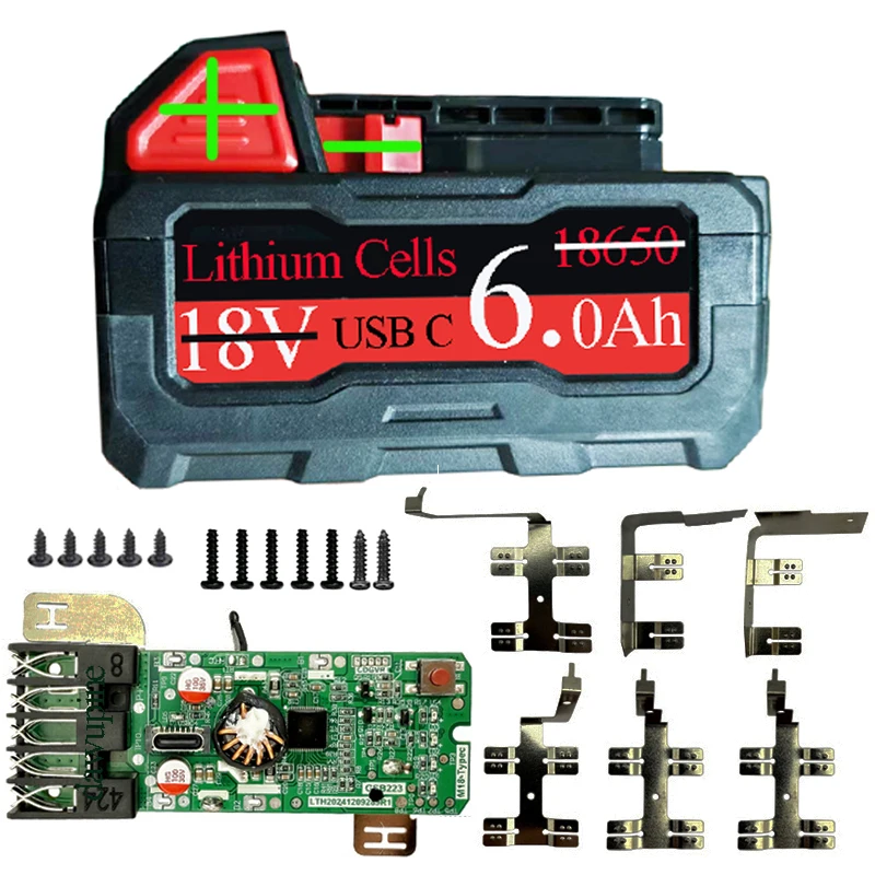 

Аксессуары для электроинструментов 10*18650 Коробка BMS PCBA для литиевого аккумулятора Milwaukee 18 В Чехол типа C Зарядное устройство Power Bank для корпусов M18