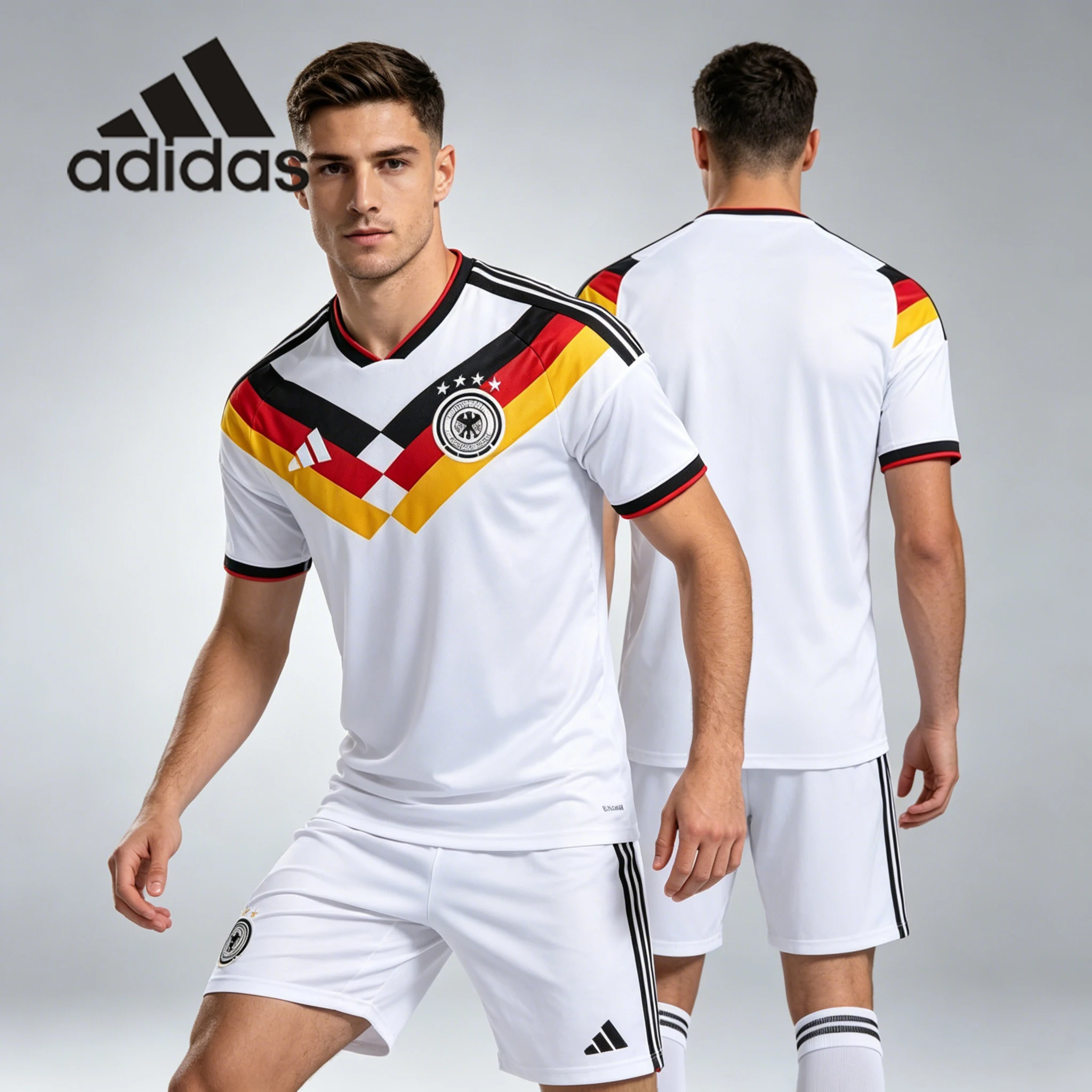 Camisa de Futebol Adidas Versão Torcedor da Seleção Alemã Copa do Mundo 2026 Secagem Rápida Manga Curta Unissex KD8363