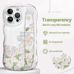 Deluxe Wrist Band Bracket Applicable Iphone 11 12 13 14 15 Pro Max Transparency Soft Silicone Cell Phone Case Little Fresh Flo