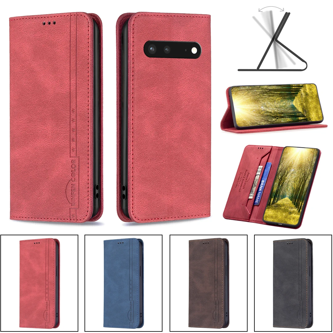 

Dark Magnetic Leather Case Anti-fall Flip Wallet Phone Case For GOOGLE PIXEL7 PIXEL6 PRO