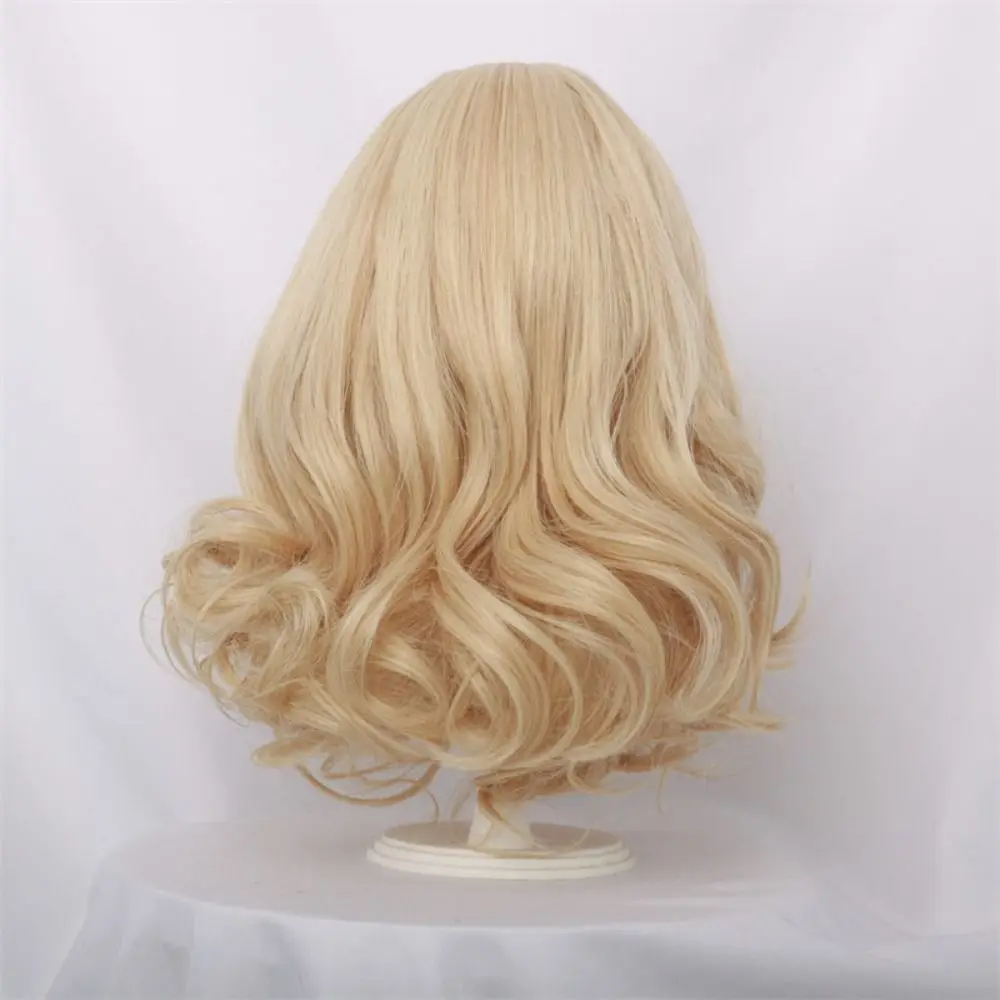 Fake Smooth Heat Resistant Fiber Invisible High quality Plush Doll Wigs Cosplay Hair Long Blonde Curls Girl Toy Wigs